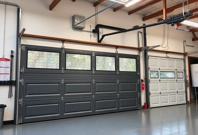 Budget-friendly quality garage door options displayed in showroom