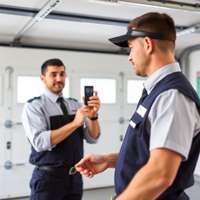 Snoqualmie Pass Garage Doors technician programming garage door remote